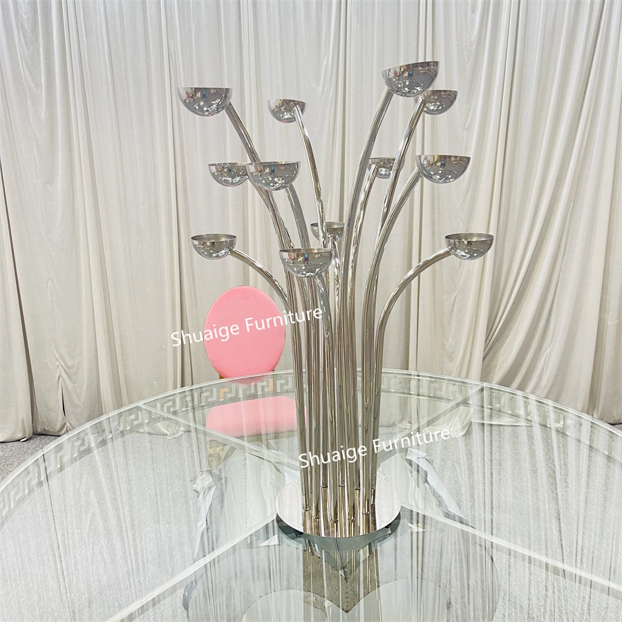 Modern Design Stainless Steel Candlestick Candle Holder Wedding Decoration