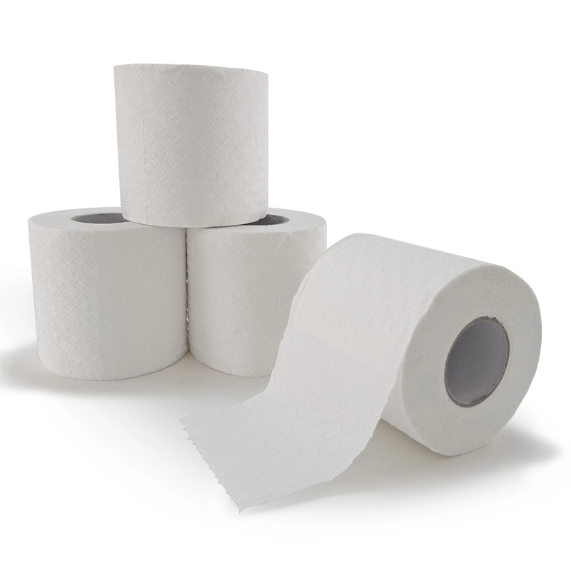 2ply 15GSM 300 feuilles 4 Rouleaux Pack White blanchis Environmental Friendly libre de l'arbre de bambou Papier hygiénique de pâte de papier toilette