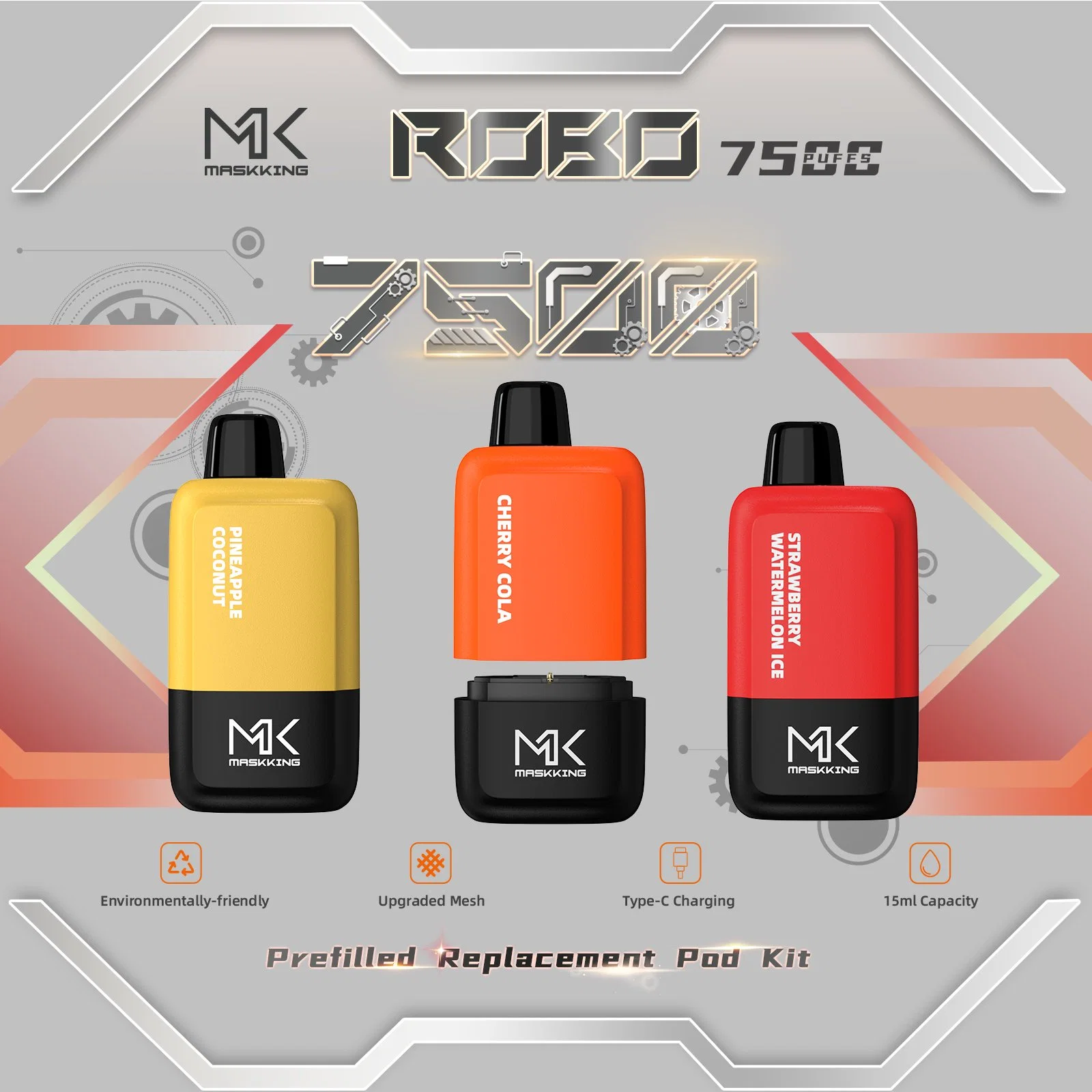 Wholesale/Supplier Maskking 7500 Puffs Disposible Smoking Gift Box Maskking Robo 7500 Puff Pod Vapes Vapor E Cig