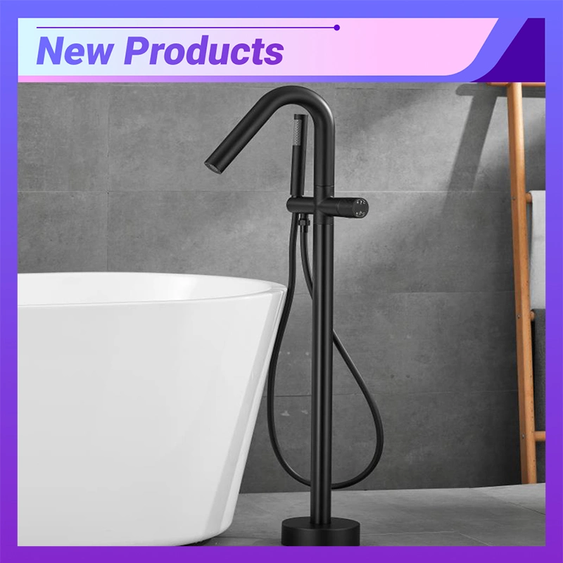 Azeta New Product Modern High Fashion Floor Mounted Chrome Single Handle Free Standing Bathtub Shower Faucet