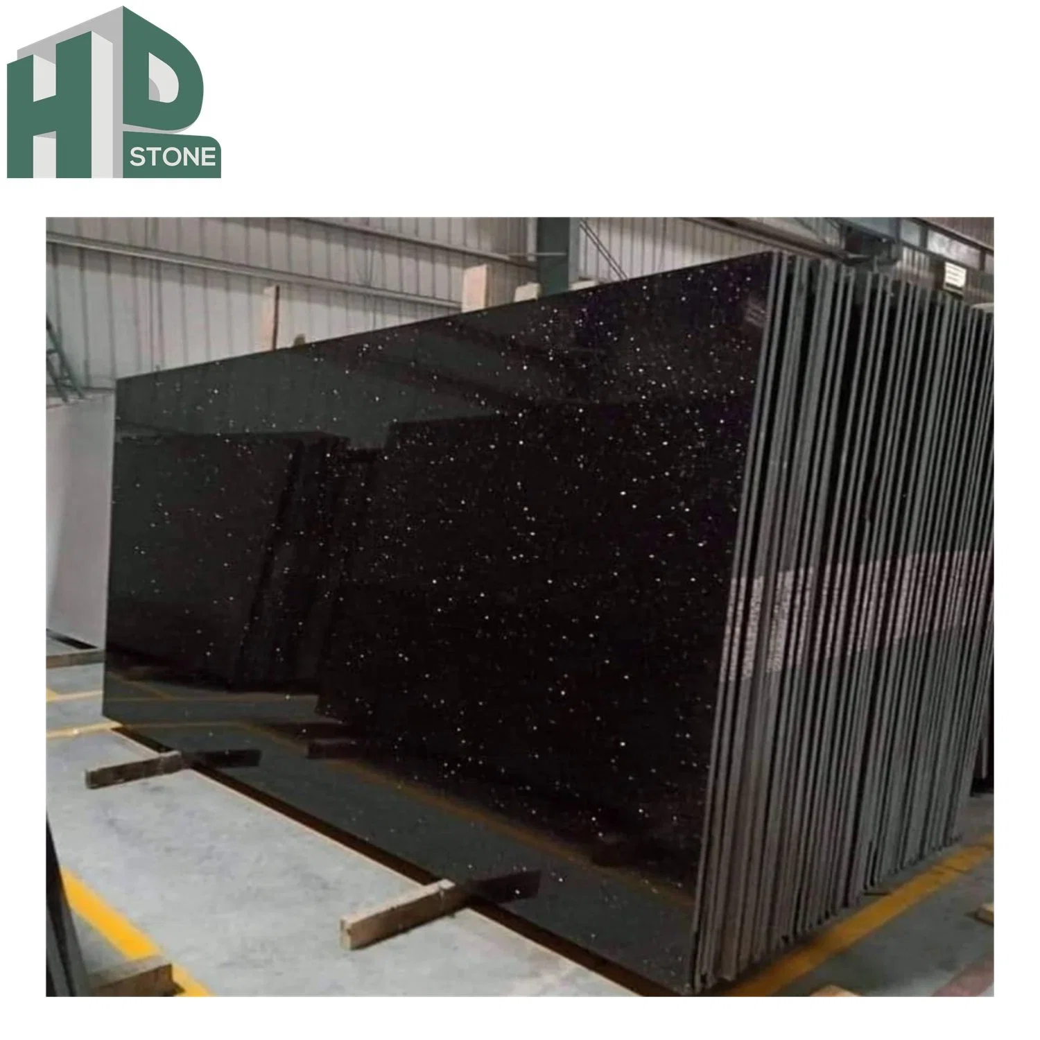 Indian Natural Stone Black Galaxy Granite Slab para Countertop