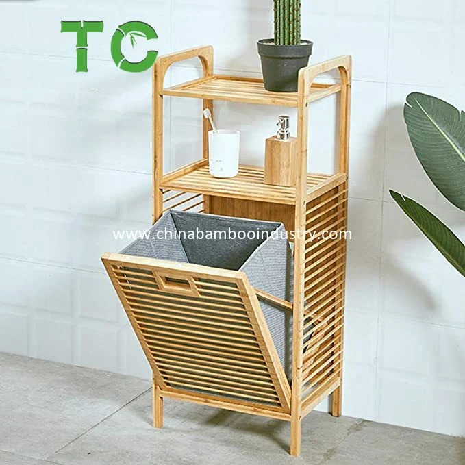 Bamboo Tilt-out Laundry Hamper, Multi-Layer Storage Laundry Basket Wooden Bamboo Laundry Sorter Bamboo Laundry Laundry Hamper