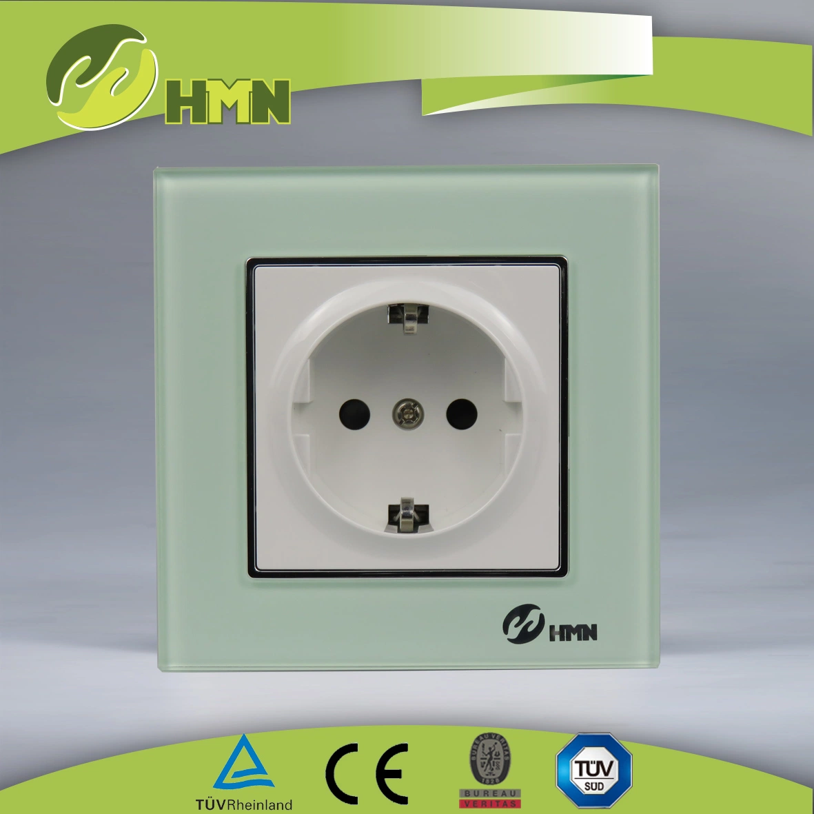 TUV, CE certified EU standard white tempering glass schuko socket