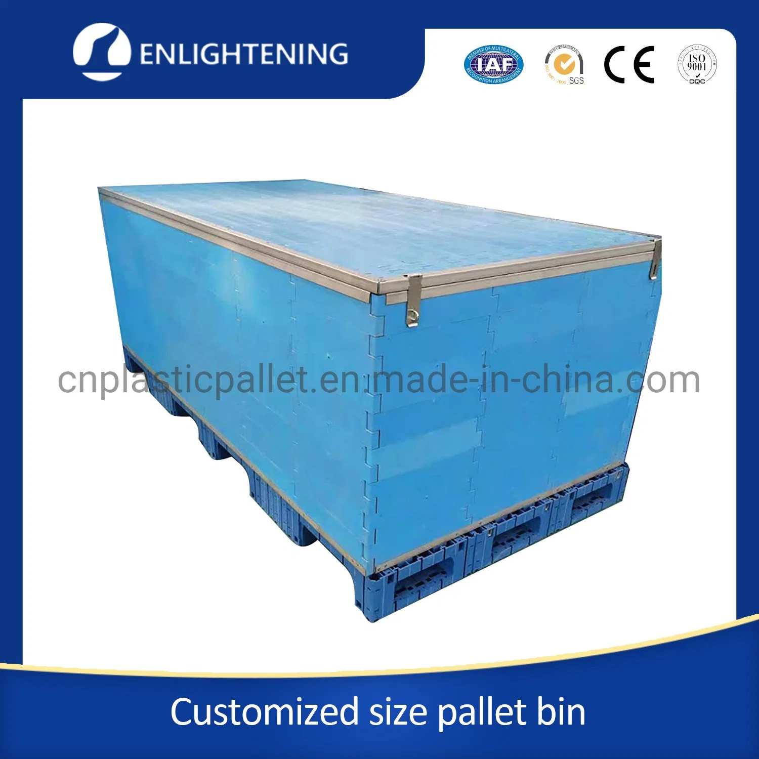 2300X1700X1300mm Heavy Duty Large Custom Bespoke Size Reusable Industrial Rigid Lockable Stackable Foldable/Collapsible Plastic Pallet Box Container with Lid