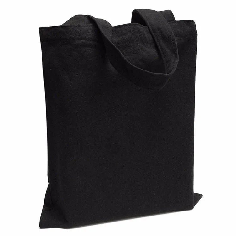 Tienda de regalos Regalo Regalo a medida Reciclaje Eco Negro algodón Natural Canvas Bolsa de la compra de regalos de Tote