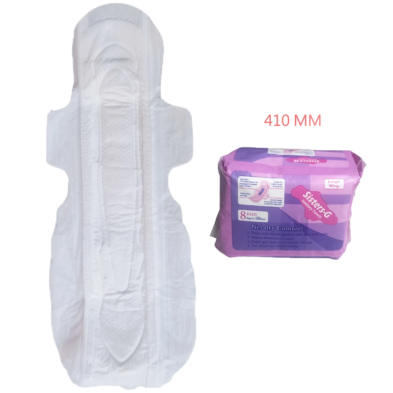 410 mm Sanitary Napkins with Cotton Oversheet to Provide Lady Extra Safety Sanitary Pads