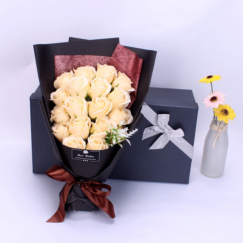 Creative Scented Artificial Soap Flowers Rose Bouquet Gift Box Simulation Rose Valentines Day Birthday Gift Decor