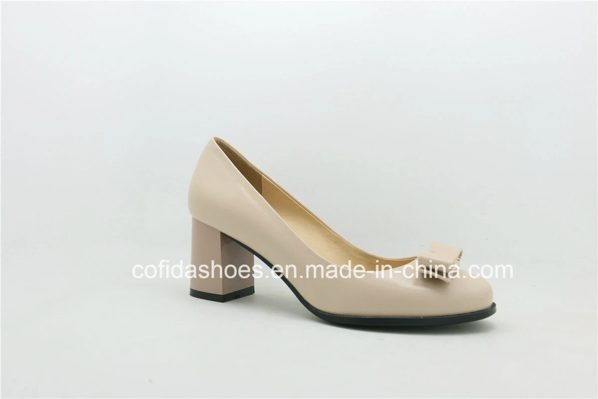 Updated Hand-Made Real Leather Block Heel Women Shoe