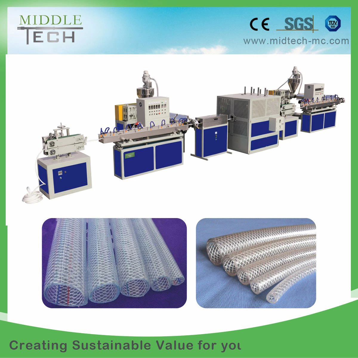 Plastic Soft PVC Garden Fiber Braided Reinforced Pipe Flexible Water Hose/Corrugated Pipe/Tube Extrusion Making Machine Price