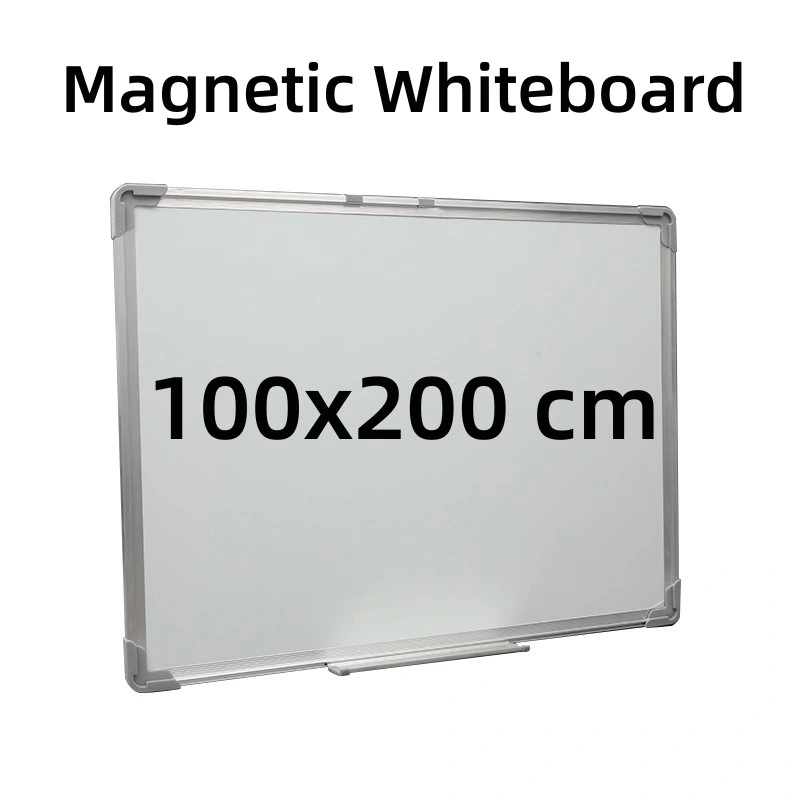 Trockene Radierung Boards Magnetische Weiße Tafel Aluminium Gerahmte Whiteboard-Nachricht Präsentation Whitboard Wandmontierte Platine für Schulbüro Zubehör-Silber 100 x 200 cm