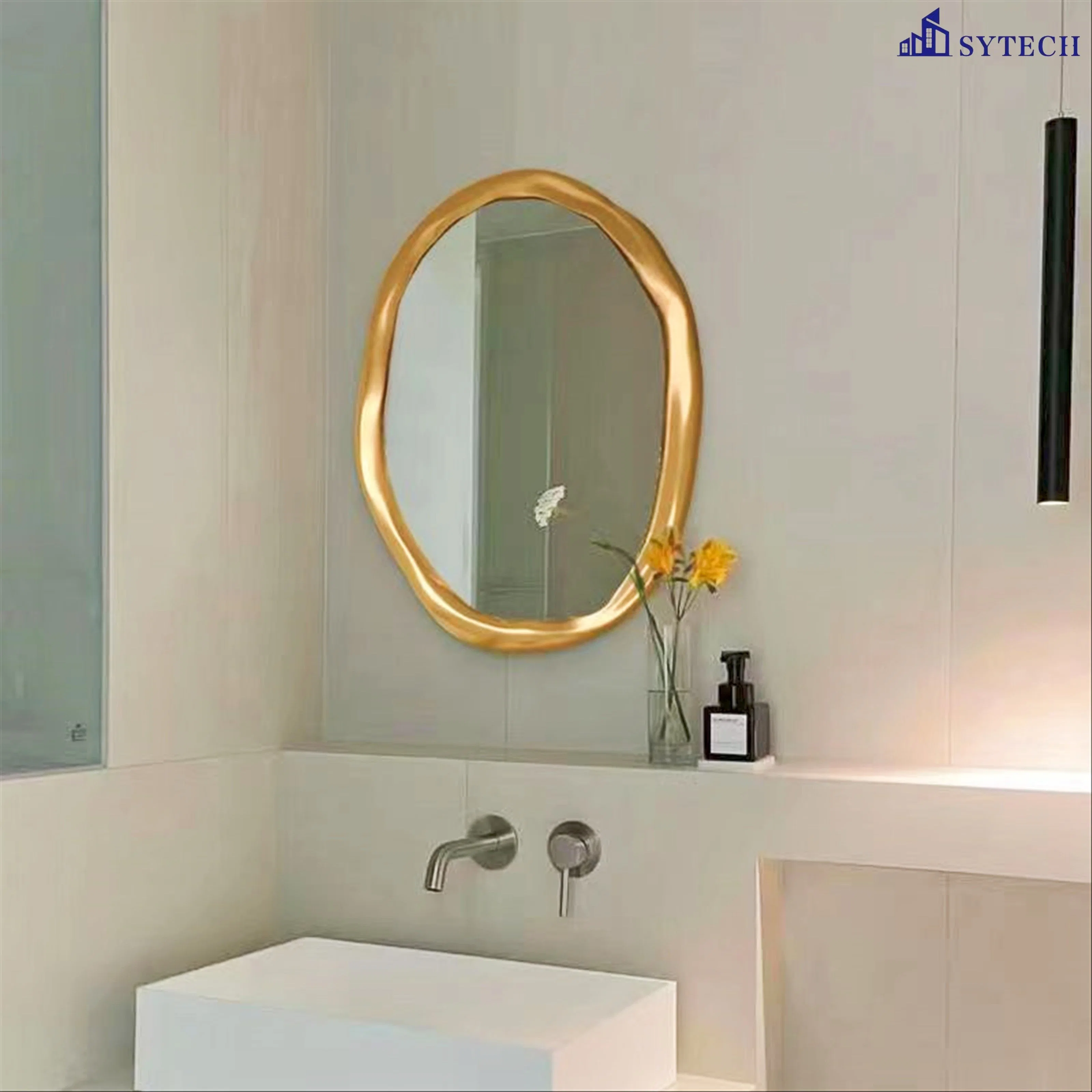 Bathroom Touch Screen Mirror Hotel Homestay Round Art Mirror LED with Light/Make up