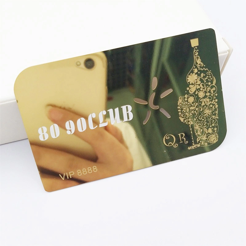 Thickness 0.5mm Personalised Laser Engraving Gold Plated Stainless Steel Metal Business Card