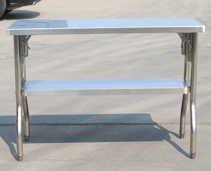 Promotional Stainless Steel Double Layer Folding Work Table for Commercial Kitchen Equipment