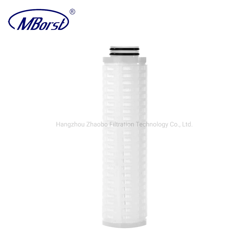 RoHS Approved Filter Cartridge Manufacturer 0.1/0.2 Micron Pleated N66 Filter Element for Mineral Water Liquor Filter Terminal Filtration of Dye Ink 10/20"