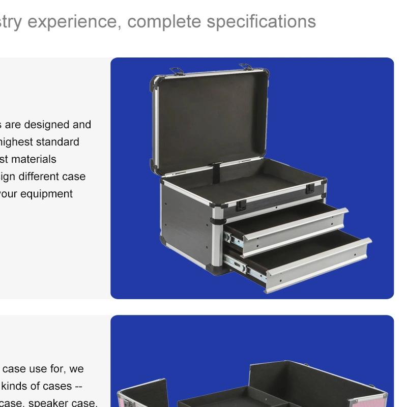 OEM dreischichtige Aluminiumlegierung Schublade Typ Werkzeugkoffer Aluminiumlegierung Schubwerkzeugkasten