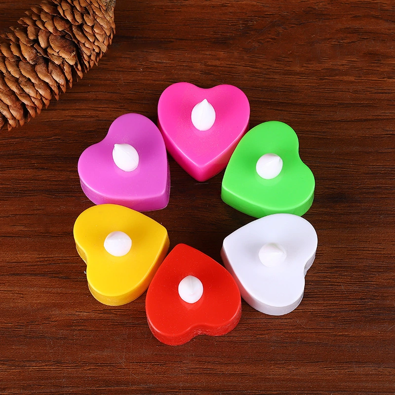 Multicolor Heart Shape Flickering Flameless LED Tea Lights Candles for Wedding Valentine's Day