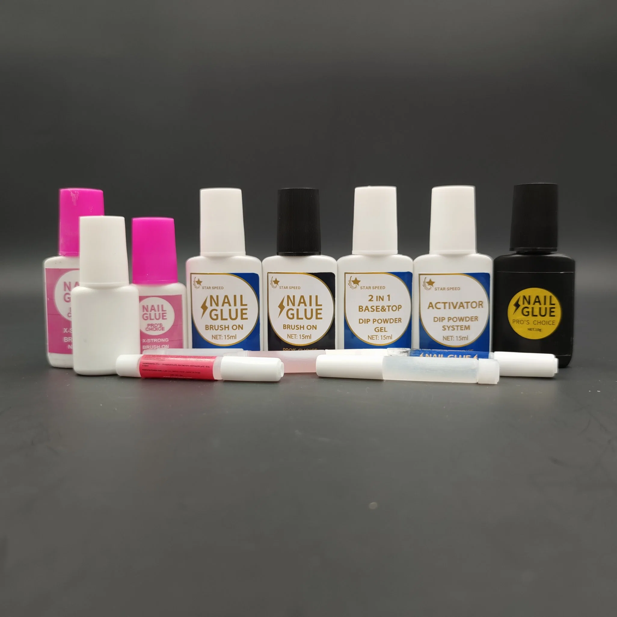 La velocidad Fabricante proporciona Straightly estrella Uñas de acrílico de polvo de inmersión de pegamento líquido del sistema de pegamento con base de uñas top coat Coat 2 en 1