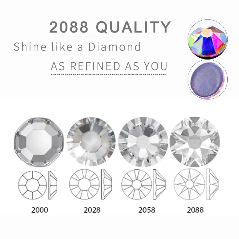 2088hf All Sizes Smoked Topaz Hotfix Crystal Flatback Glass Strass Craft Gems Iron on Rhinestones for Wedding Dress