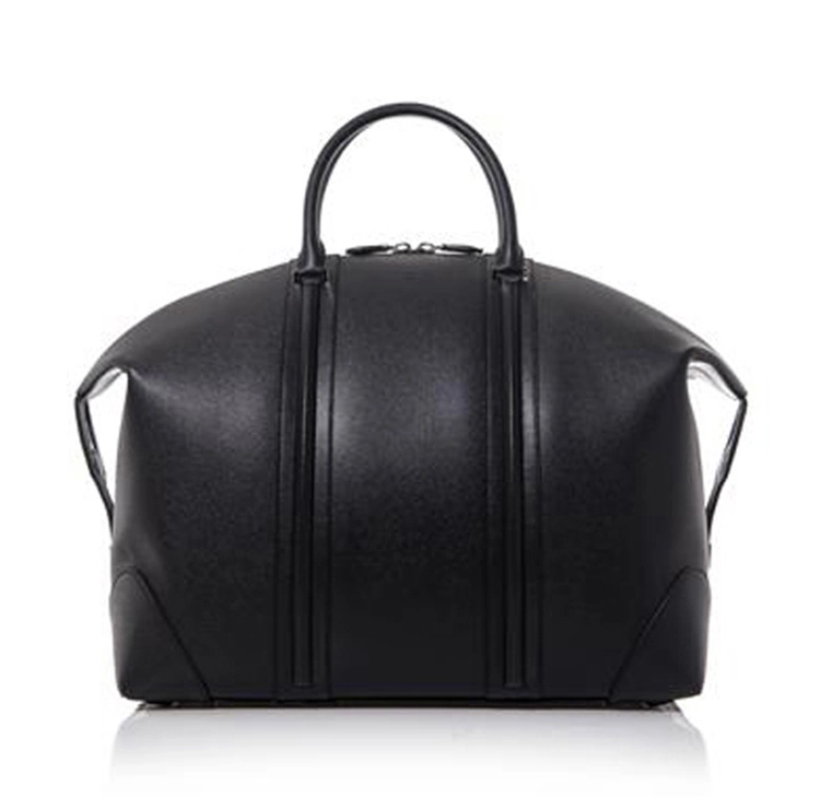 Branded Fashion Design Black Leather Bag Weekend Travel Bag