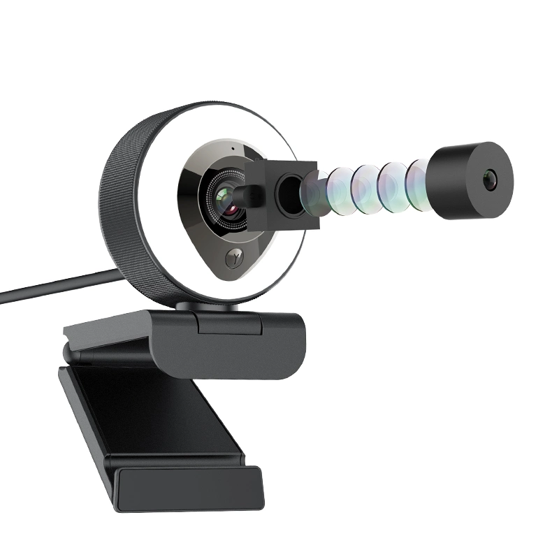 Venda a quente 1080P Anel de luz H. 264 Web Câmera webcam USB para cozinhar a reunião de ensino on-line
