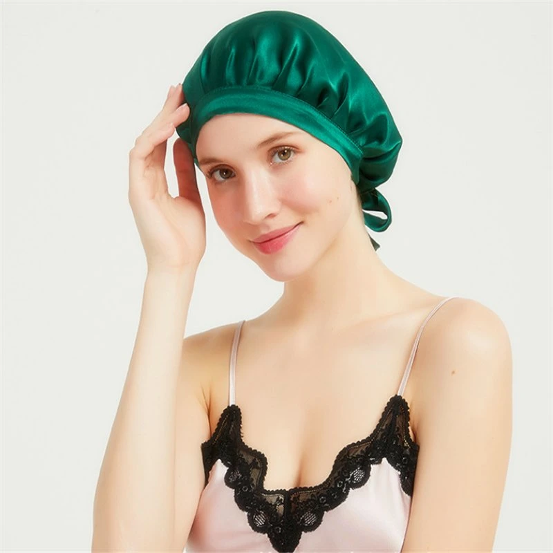 100% Pure Silk 16mm Soft Satin Female Bonnet Hair Care Sleep Cap Night Cap