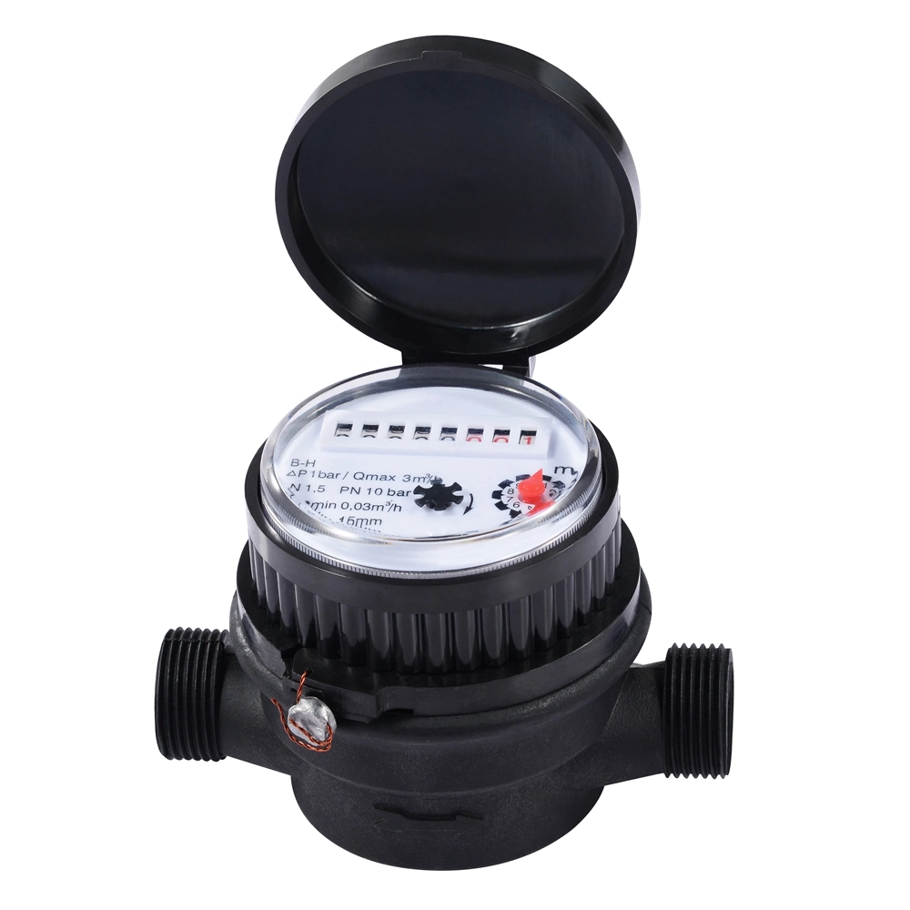 Single Jet Dry Type Vane Wheel Plastic Water Meter (1/2"-3/4") Class B