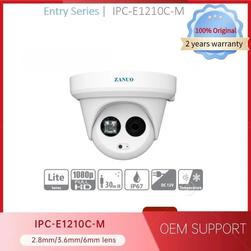 Zanuo Dahua OEM Ipc-E1210c-M Hdw1200 1080P 2MP IR 30m Fixed-Focal Eyeball Network Camera Factory Price 1/2.8" CMOS