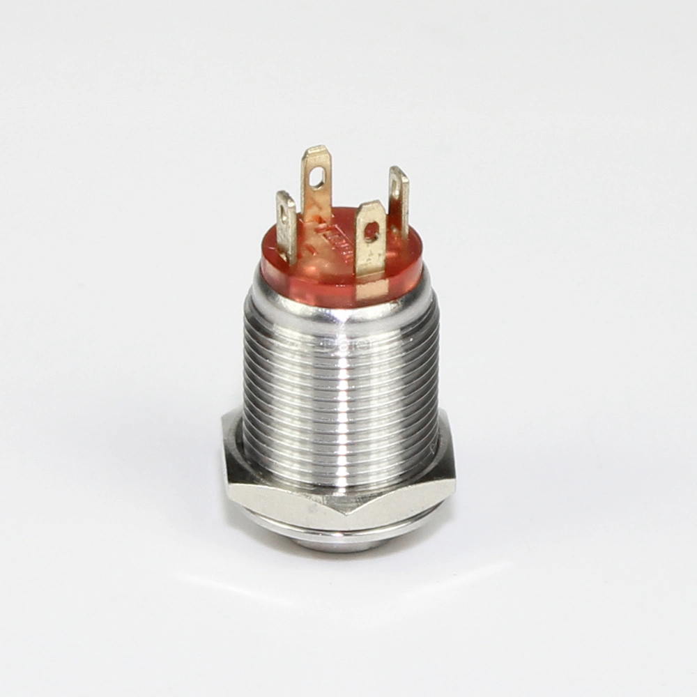 12mm 4pin Momentary LED Stainless Steel Metal Push Button Switch