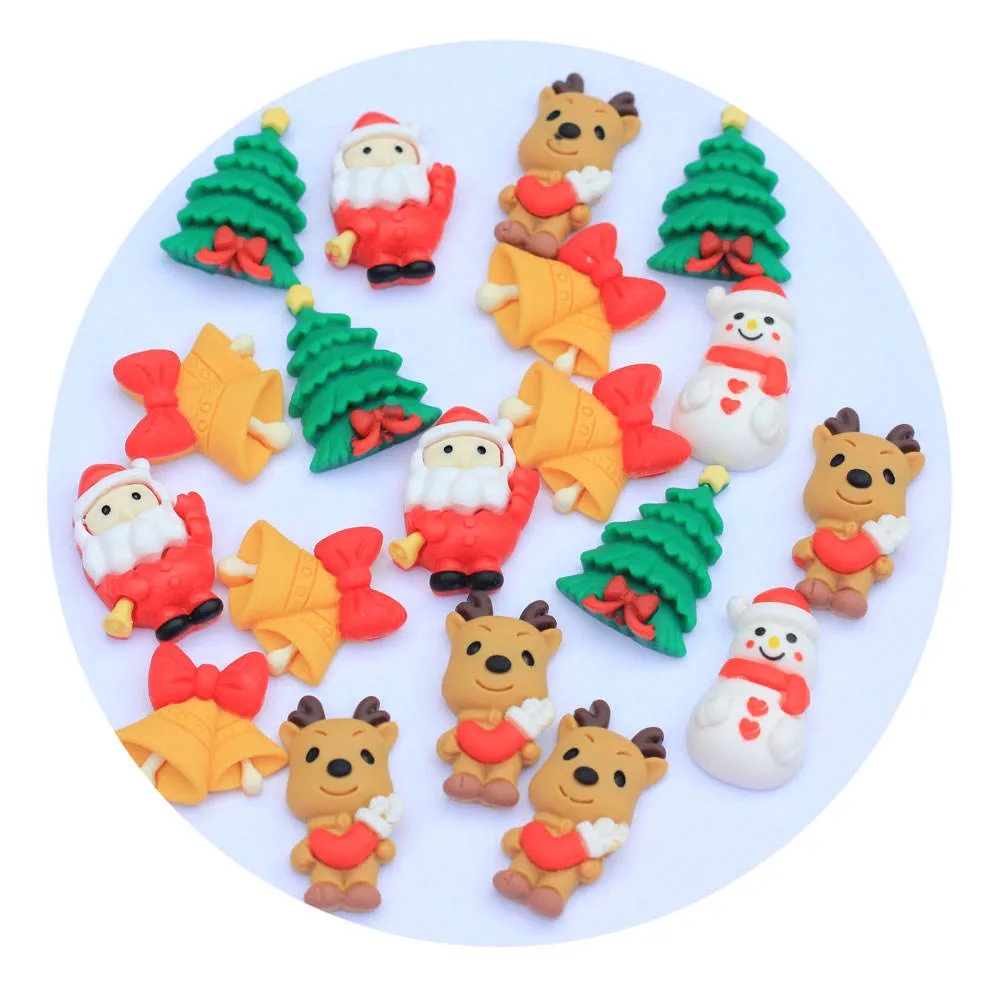 Home decoração Acessórios Natal Charms Bulk Figuras Miniatura Flat Back Resina Slime Cabochons ornamento DIY Crafts