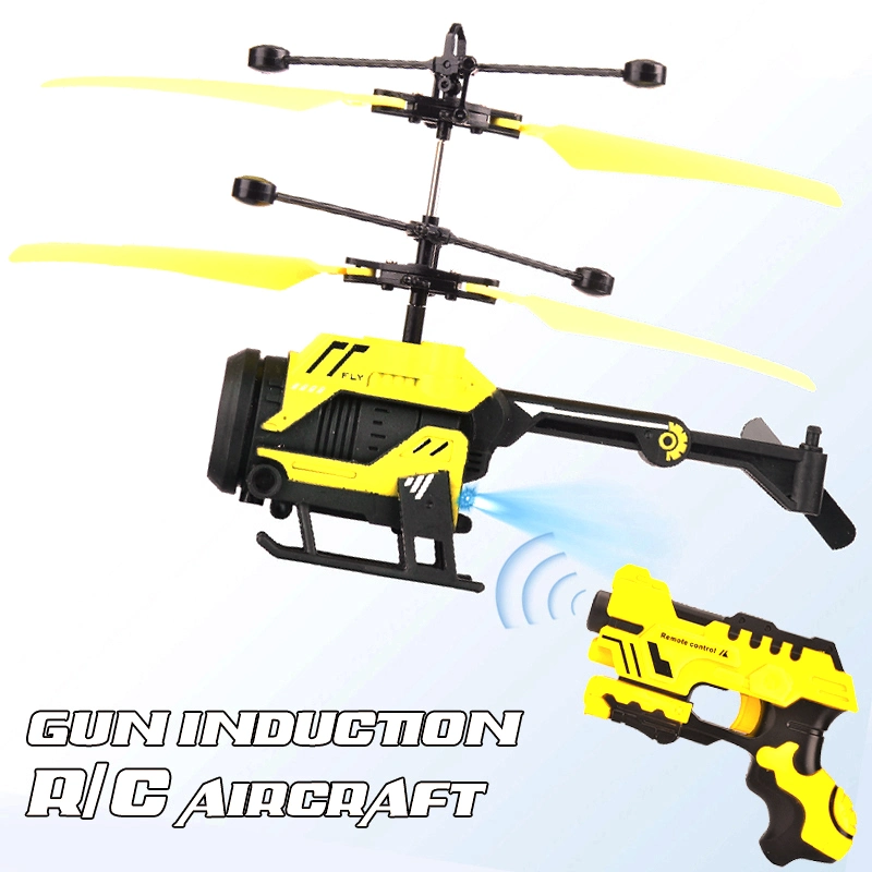 Avión de control remoto con sensor de disparo en forma de pistola, helicóptero de inducción con control infrarrojo, juguete de helicóptero de radiocontrol para niños con luz