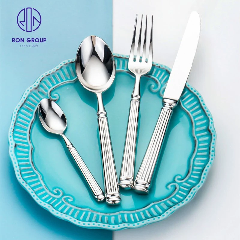 Western Style Retro Classic Tableware Stainless Steel Knife Fork and Spoon Four Piece Set