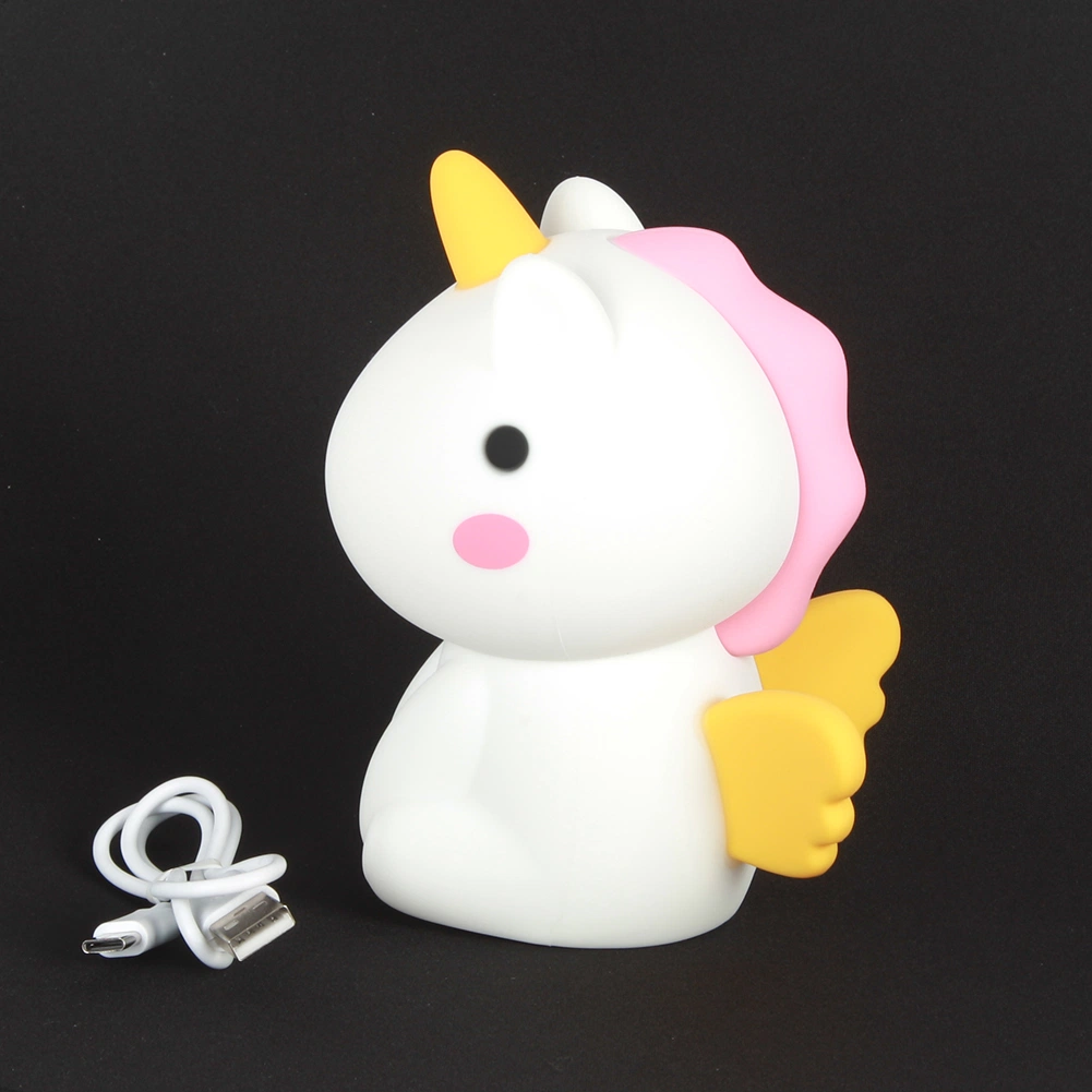 Yichen Unicorn Shaped Rechargeble LED Silicone Night Light with Touch RGB Light