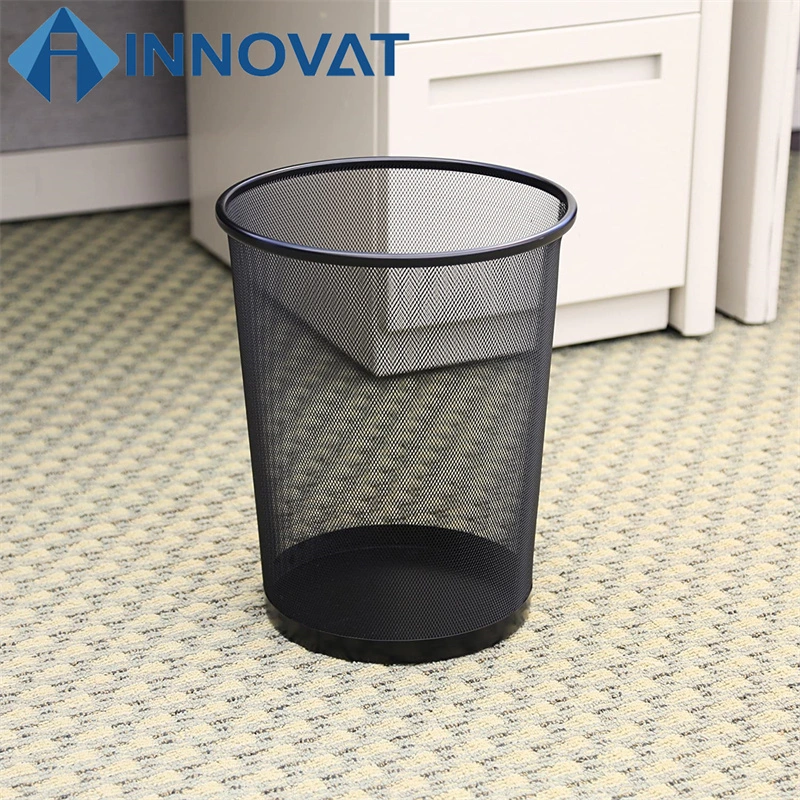 Metal Iron Steel Mesh Wire Basket /Waste Bin Garbage Bin/Household Round Black Paper Trash Can