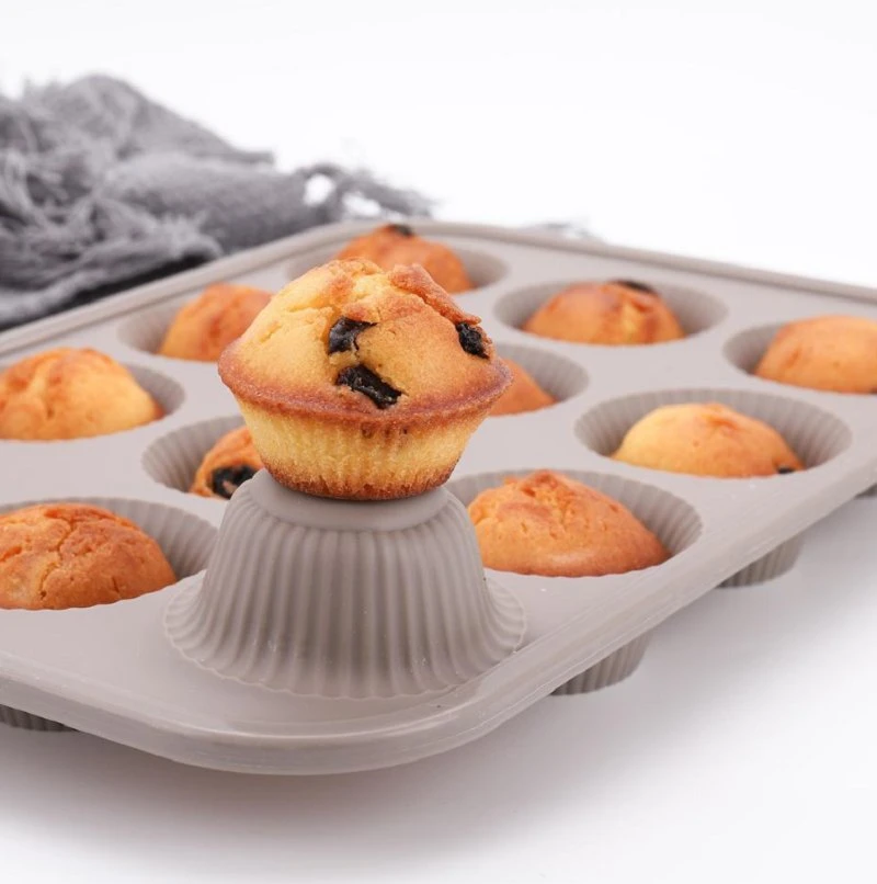 Bakeware 12 Cavity Silicone Cupcake Baking Removable Jumbo Muffin Pan