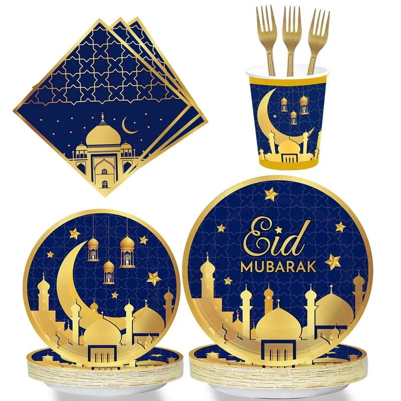 Middle East Eid Mubarak Disposable Tableware Set Muslim Festival Party Supplies Table Decoration