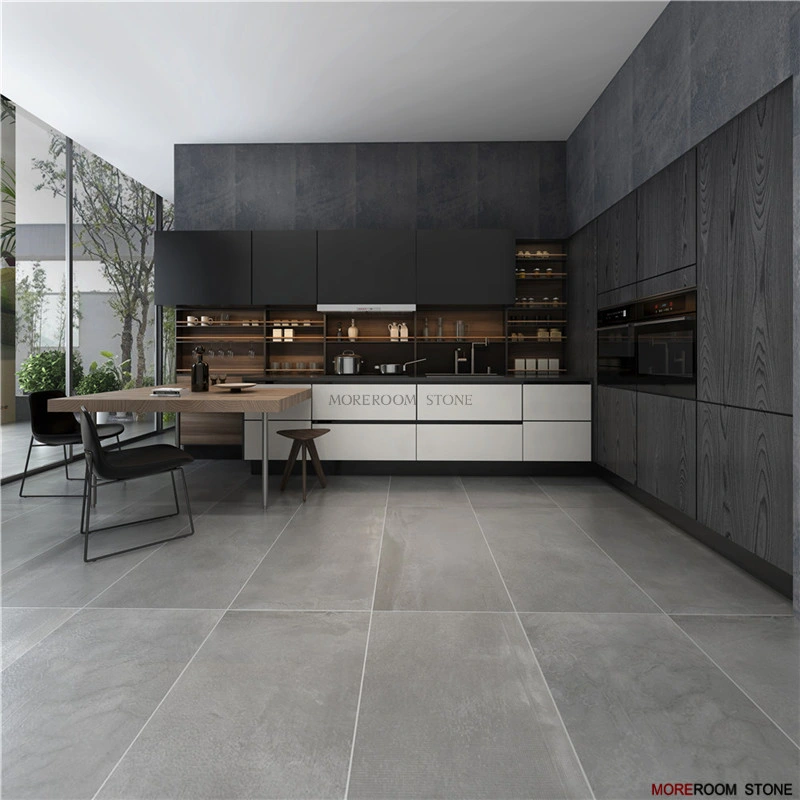 Rustic Large Format Dark Grey Porcelain Tiles for Floor