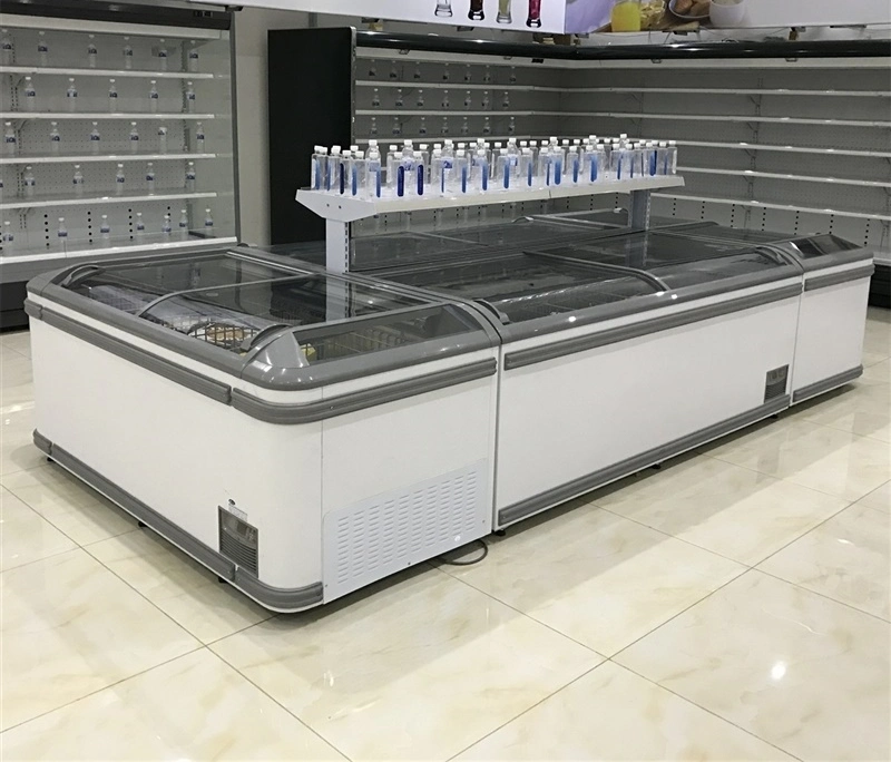 Коммерческие комбинированного типа супермаркет замороженные продукты для защиты грудной клетки островных морозильной камеры дисплея