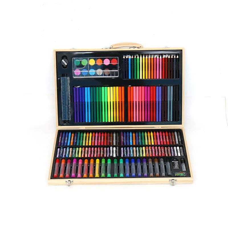 180 Pieces Drawing Art Box with Oil Pastels Crayons Colored Pencils for Children Double Sided Easel Art Set