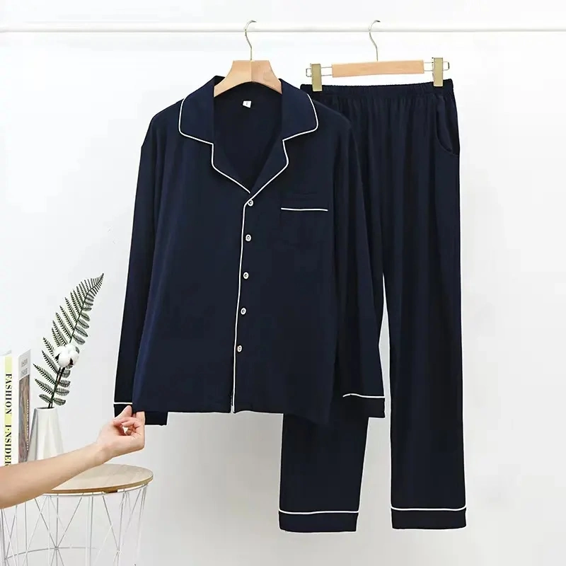 Custom Logo Bamboo Ultra-Soft Long Sleeve Plus Size Set Night Dress for Men Pajamas
