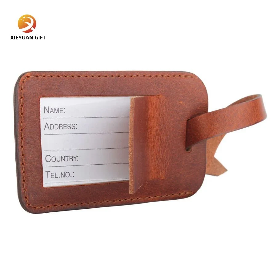 Xieyuan Factory China ODM Hot Sale Custom Genuine Leather Luggage Tag Real Luggage Tag Widely Applied in Travel and Life