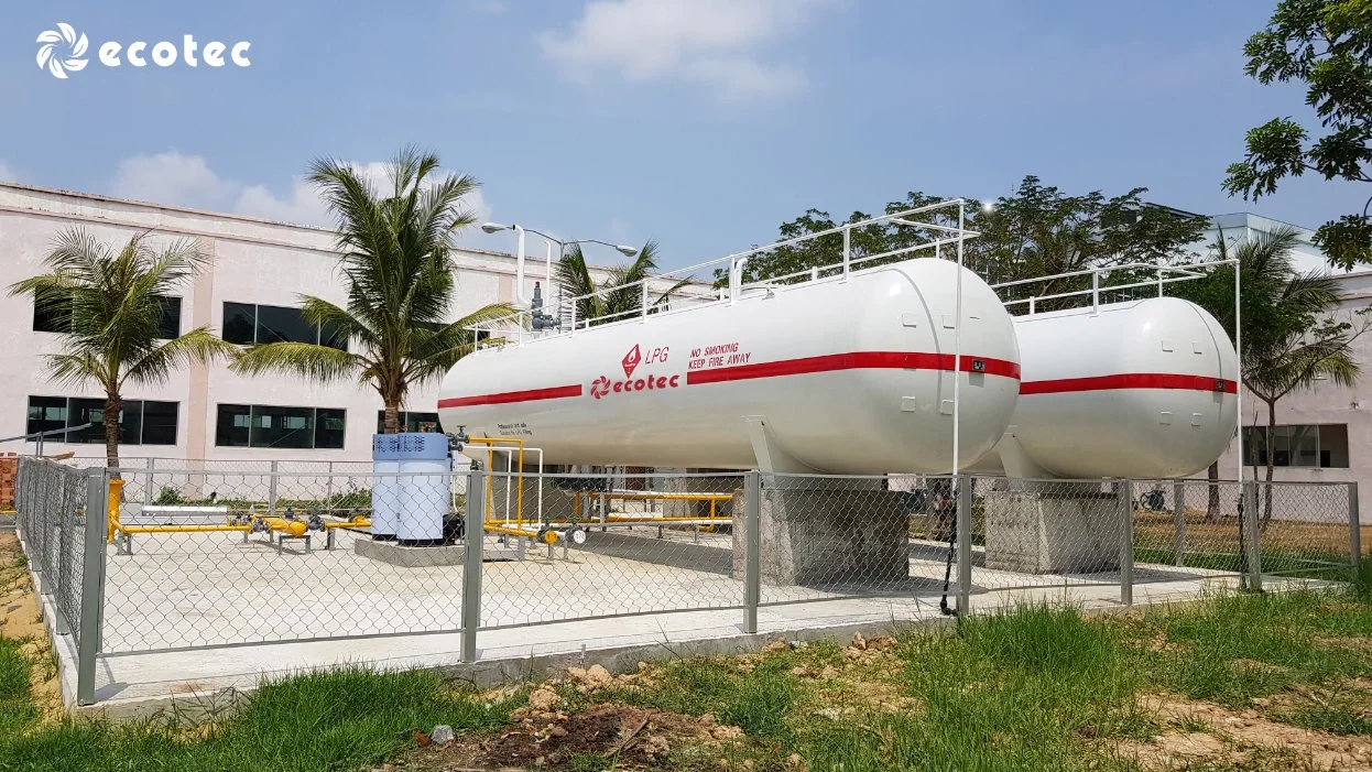 Ecotec 30tons LPG Skid Gas Storage Tank para Estación de Recarga de Cilindros de Gas