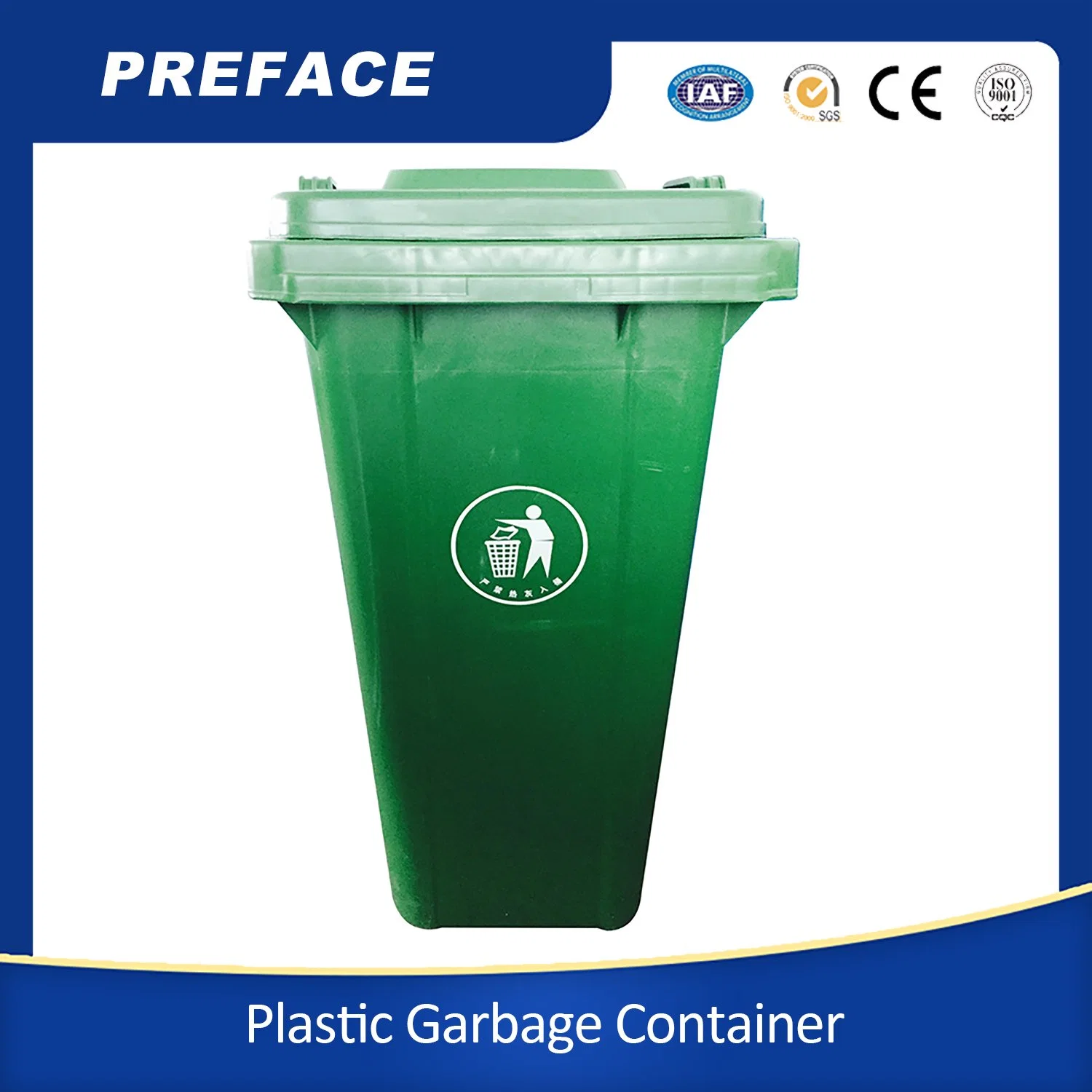 Rectangular 32 Gallon 120 L Outdoor Trash Bin on Wheels and Rubbish Bin 120 Litre and Public Trash Can 120L