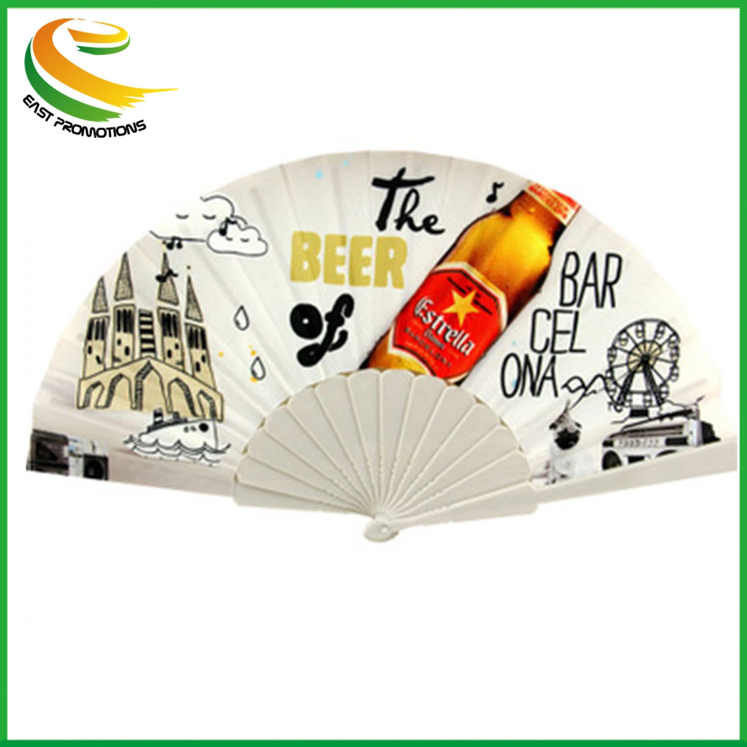 Promotion Popular Plastic Hand Fan with Full Color Printing