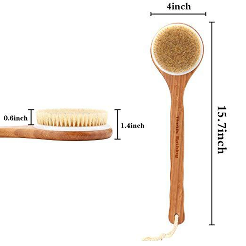 Langer Griff natürliches Bambus Duschbad für Körperreinigung