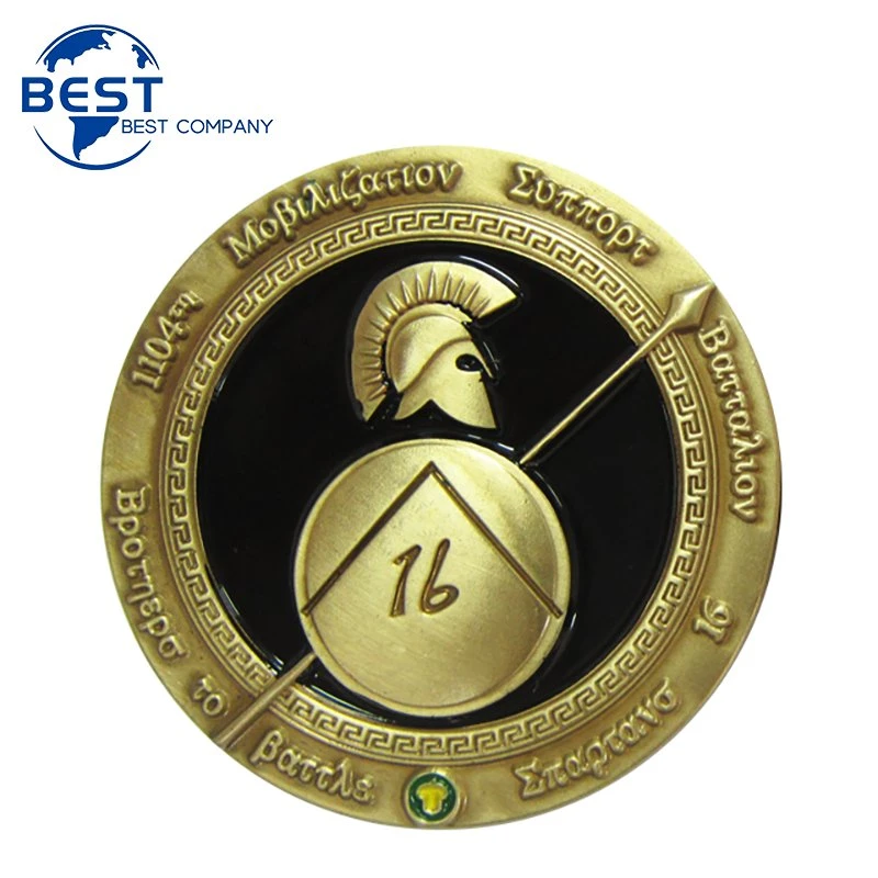 Design Logo Color Promotional Custom Souvenir Antique Brass Metal Challenge Coin