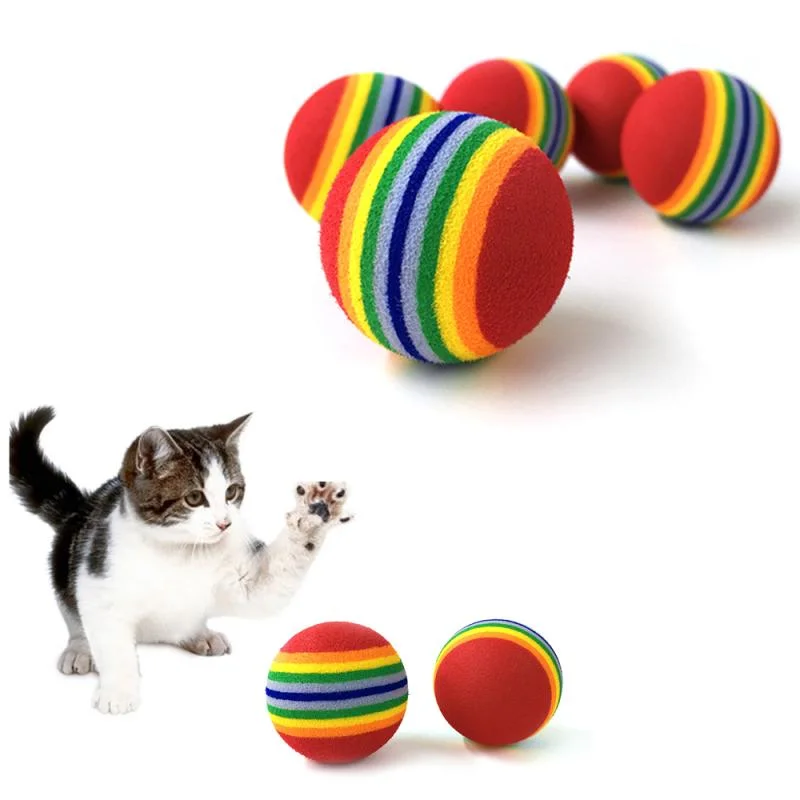 Rainbow Ball Cat Toy Pet Products Kitten Play Chewing Rattle Scratch Ball Pet Supplies
