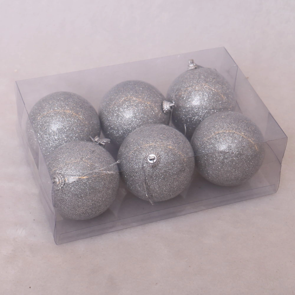 Hotsale 6cm Silver Crack Pattern Crystal Ball Foam Ornament -6PCS/PVC Box