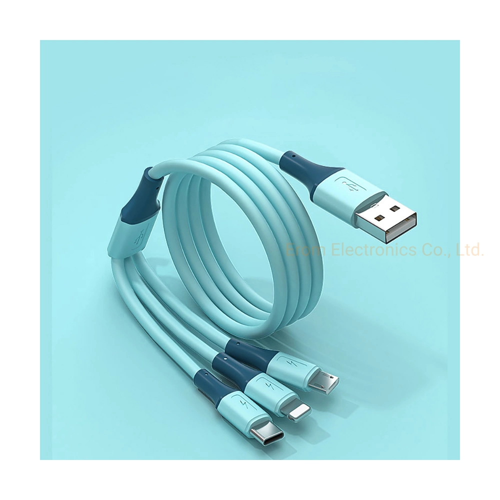 Silicio de silicona de bobinado automático de carga rápida de cable de datos escamoteable chip inteligente de proteger la batería de la salud de tipo Micro-USB Cable USB C