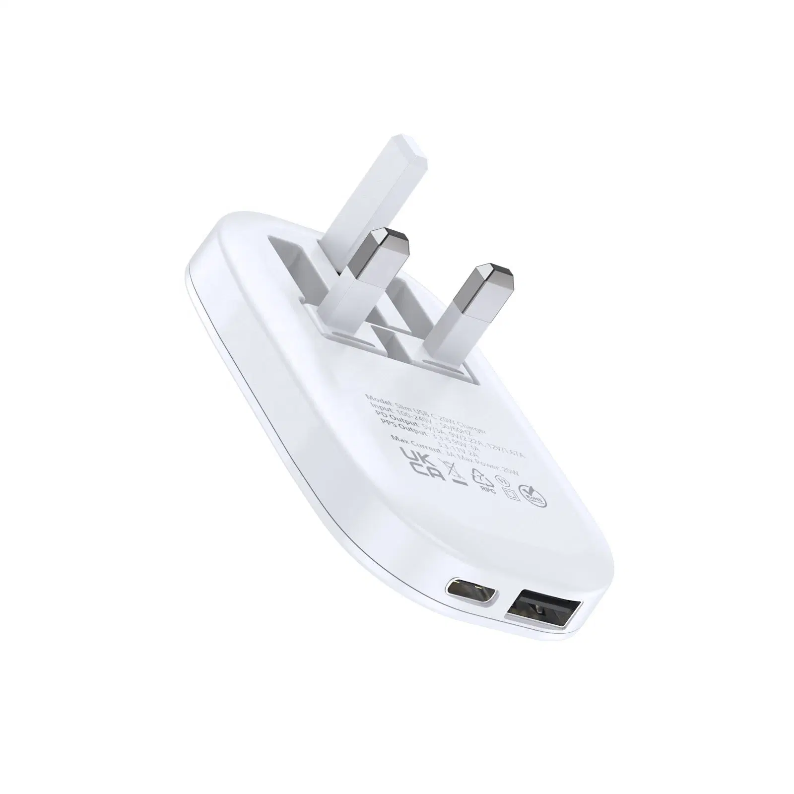 Nuevo producto Uitramhin 3 PIN UK Plug PD 20W USB Adaptador de cargador de pared rápido tipo C para teléfono móvil