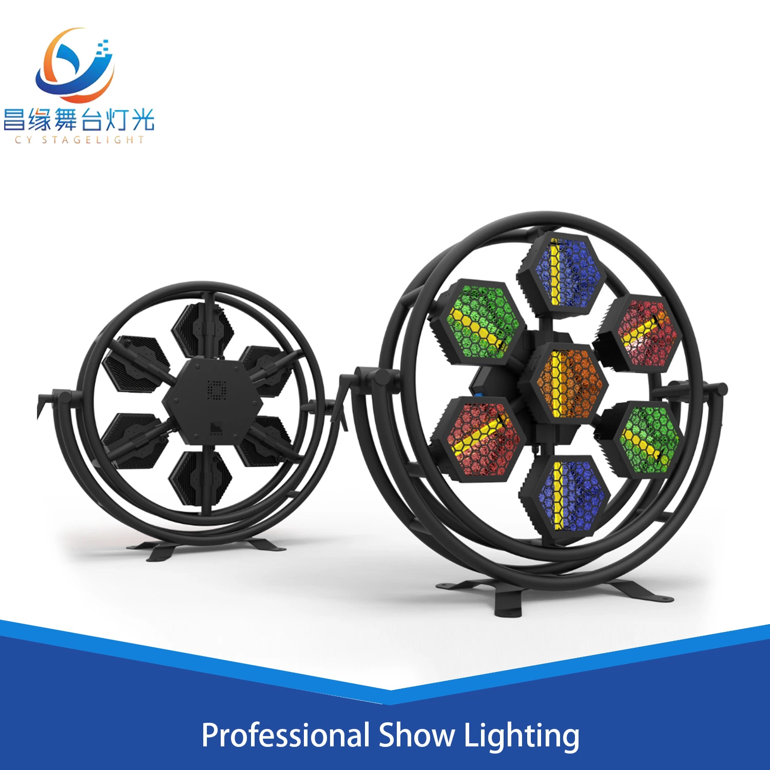 7&times; 60W LED Circle Retro Stage Background Strobe Light RGB Stage Lights